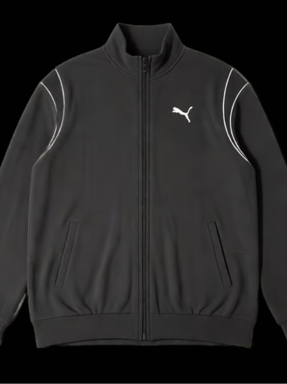 Puma Black Track Jacket with White Logo and Piping